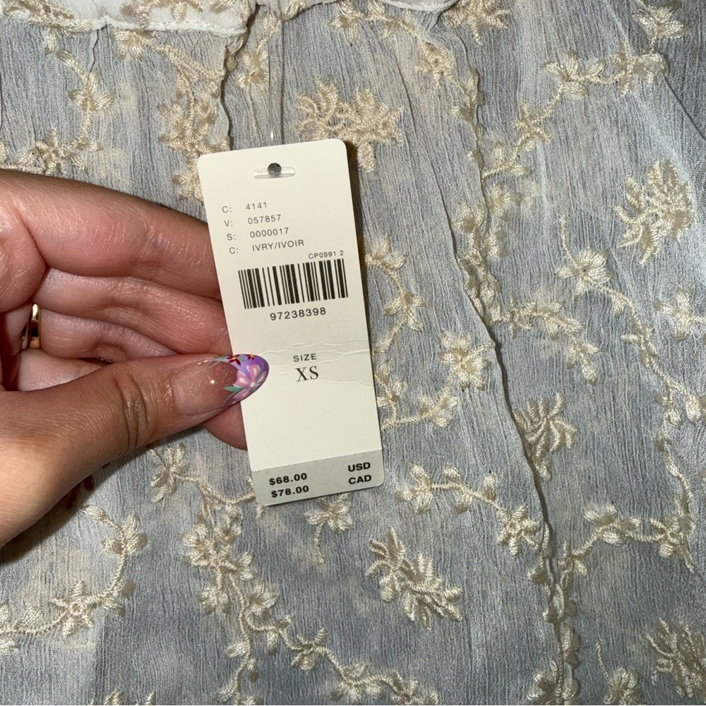 NWT $68 Anthropologie Ivory-Colored Lace Detailing Mini Pull-On Skirt XS - Picture 5 of 9